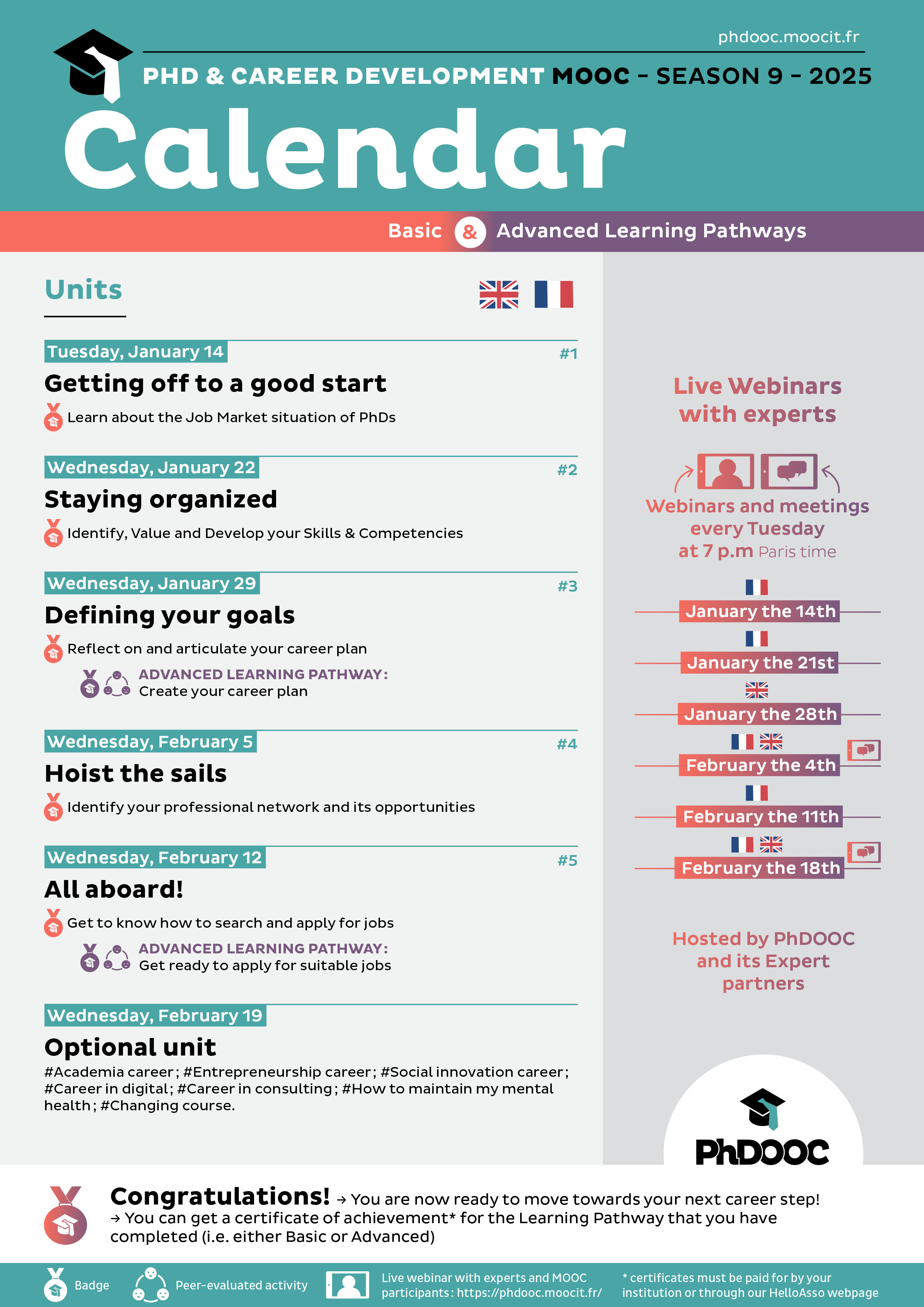 PhDOOC Season 9 Calendar